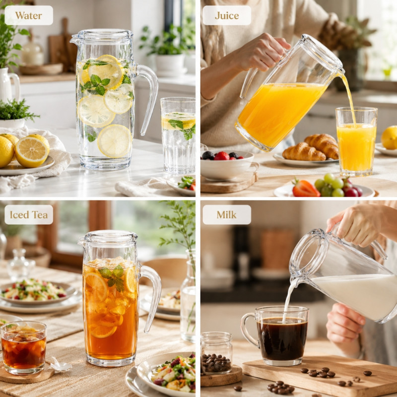 Professional Modern clear acrylic serving jug with a removable lid and er... – Transparent (23x14cm)