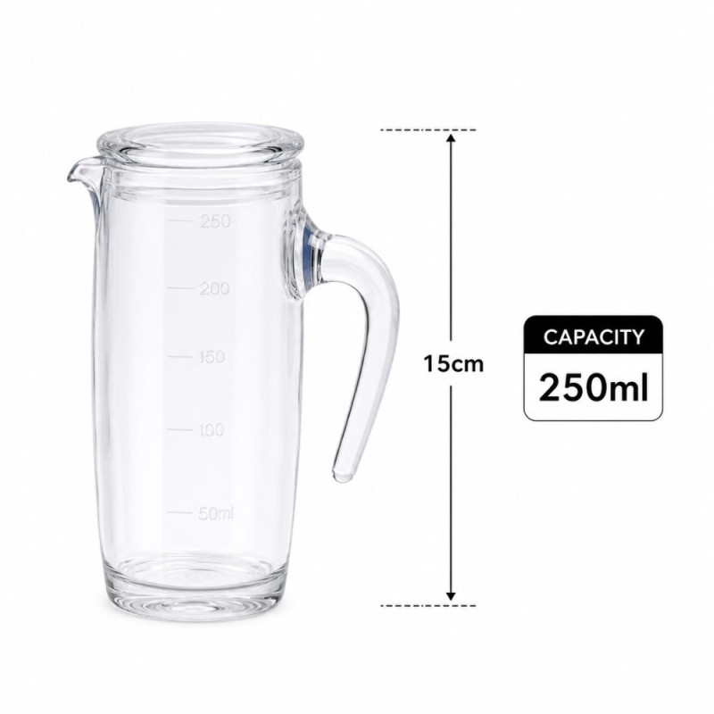 Professional Transparent Acrylic Shatterproof Jug – 250ml Measuring Pitcher