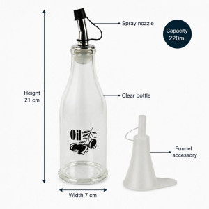 Elegant Olive Glass Spray Bottle (21 x 7) - Clear