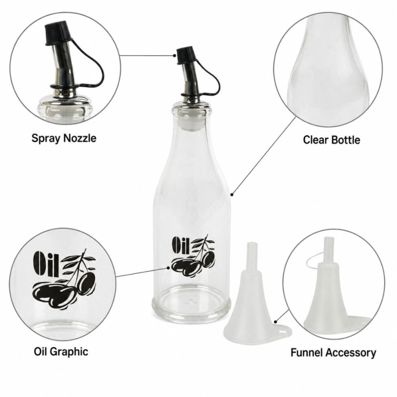 Elegant Olive Glass Spray Bottle (21 x 7) - Clear