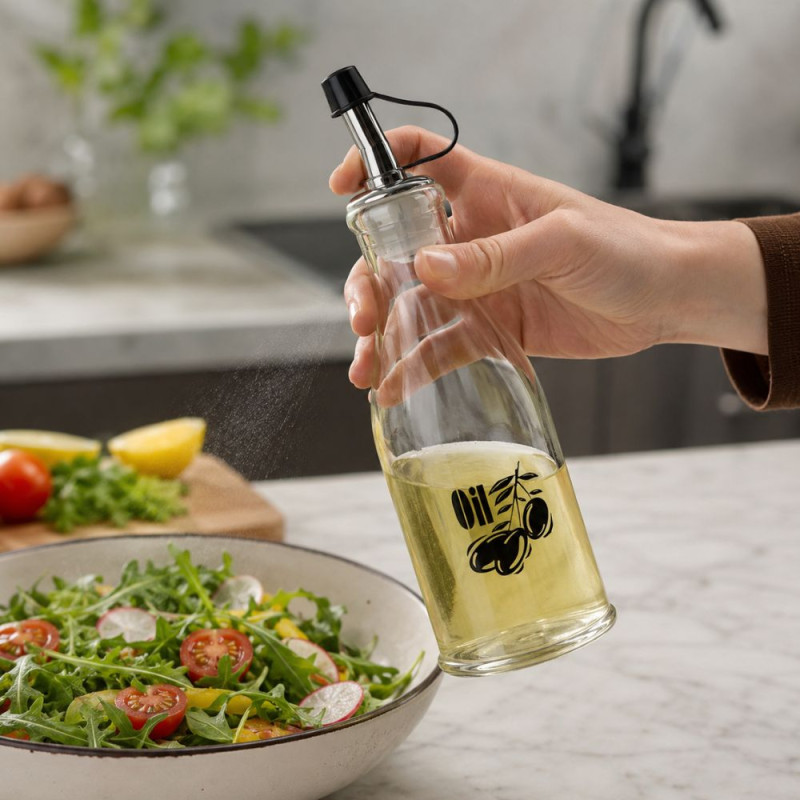 Elegant Olive Glass Spray Bottle (21 x 7) - Clear