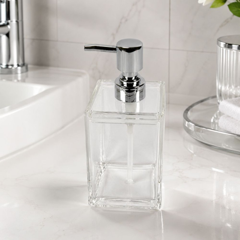 Clear Glass Soap Dispenser – Clear (18x8cm)