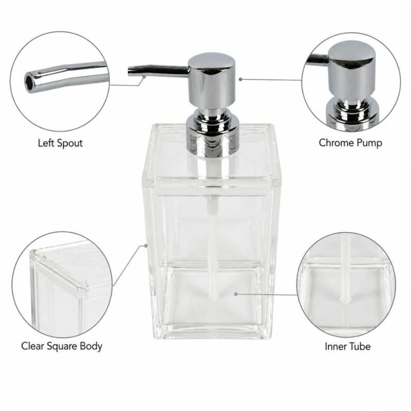 Clear Glass Soap Dispenser – Clear (18x8cm)