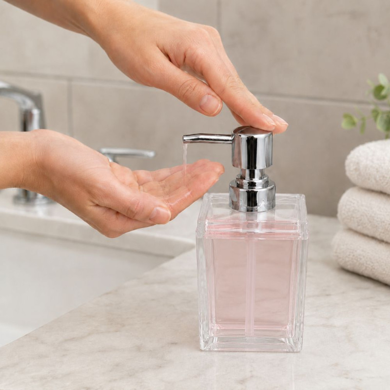 Clear Glass Soap Dispenser – Clear (18x8cm)