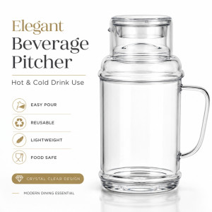 Charming heavy-duty borosilicate glass pitcher with a lid, designed for cold beverages like water, juice, or tea – Transparent (22.5 x 10cm) Charming heavy-duty borosilicate glass pitcher with a lid, designed for cold beverages like water, juice, or tea – Transparent (22.5 x 10cm)