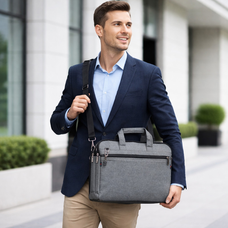 Professional Slim Laptop Messenger Bag – Ash Grey