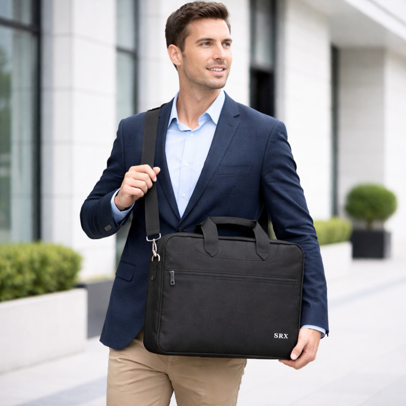 Professional Slim Laptop Messenger Bag – Black