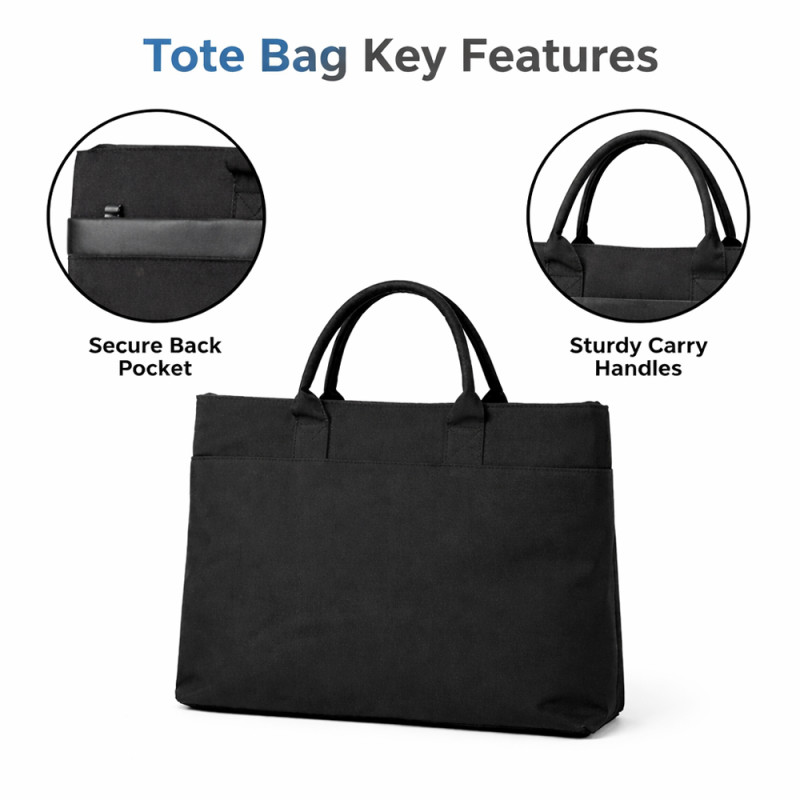 Business Premium Laptop Tote Briefcase 42cm – Matte Black