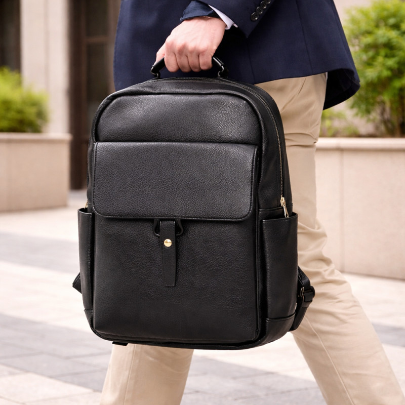 Multi-Compartment 44cm Professional Business Backpack – Sleek Black