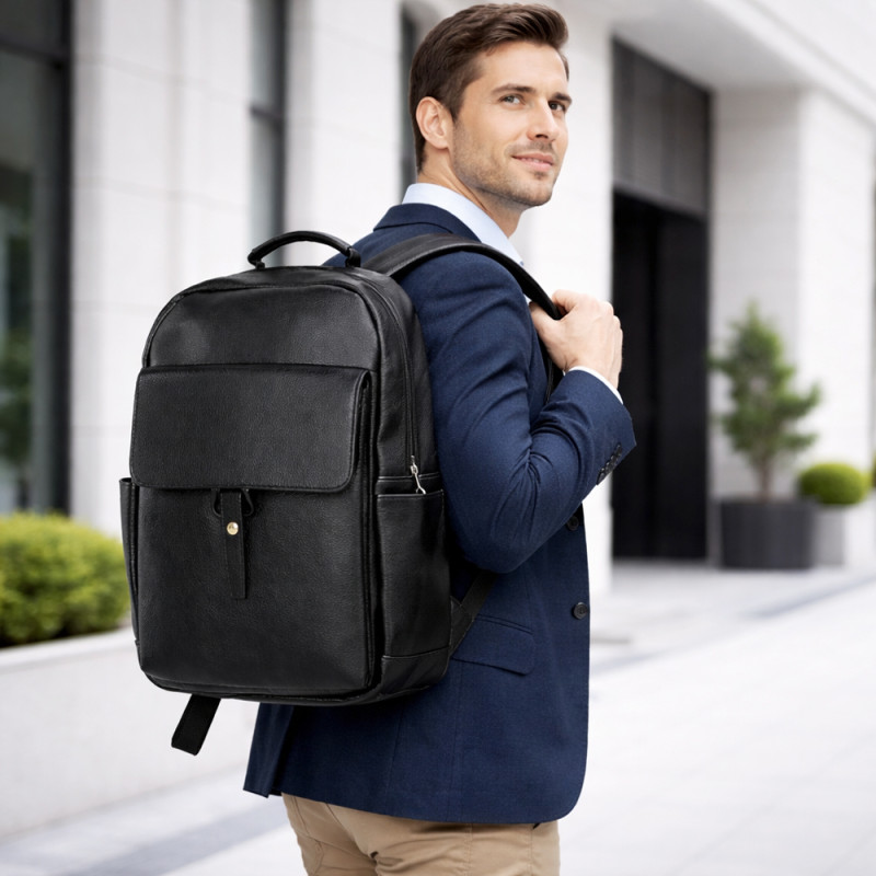 Multi-Compartment 44cm Professional Business Backpack – Sleek Black