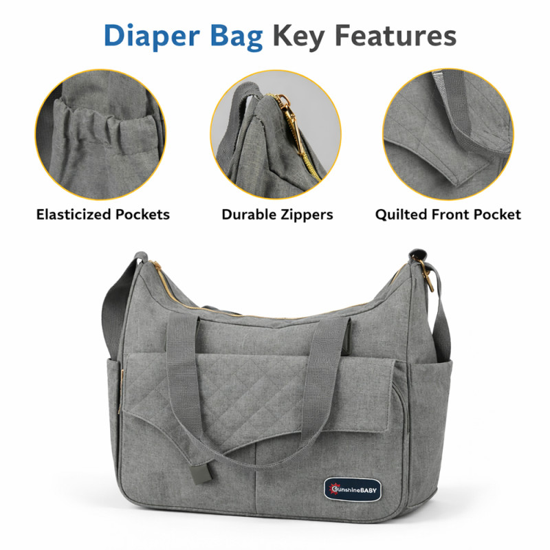 Multi-Functional Baby Diaper Caddy Organizer – Heather Grey (38cm)