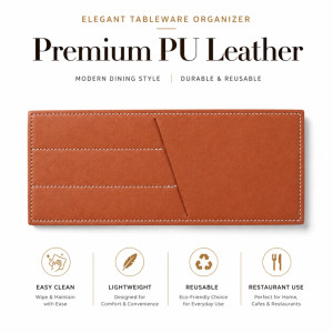 Essential premium PU leather cutlery holder organizer in brown – Light Brown (22 x 9cm) Essential premium PU leather cutlery holder organizer in brown – Light Brown (22 x 9cm)