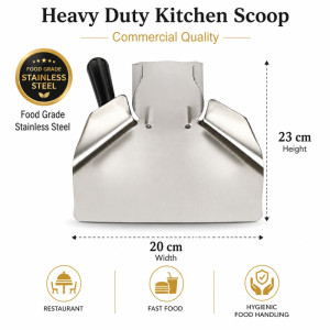 Comforting commercial-grade stainless steel French fry bagger scoop designed for fast food service – Silver (23 x 20cm)