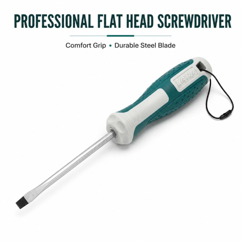 Pro Choice Flat-head Screwdriver Designed for DIY Projects &amp; Professional Work – Teal (W-3.5, L-25 CM)
