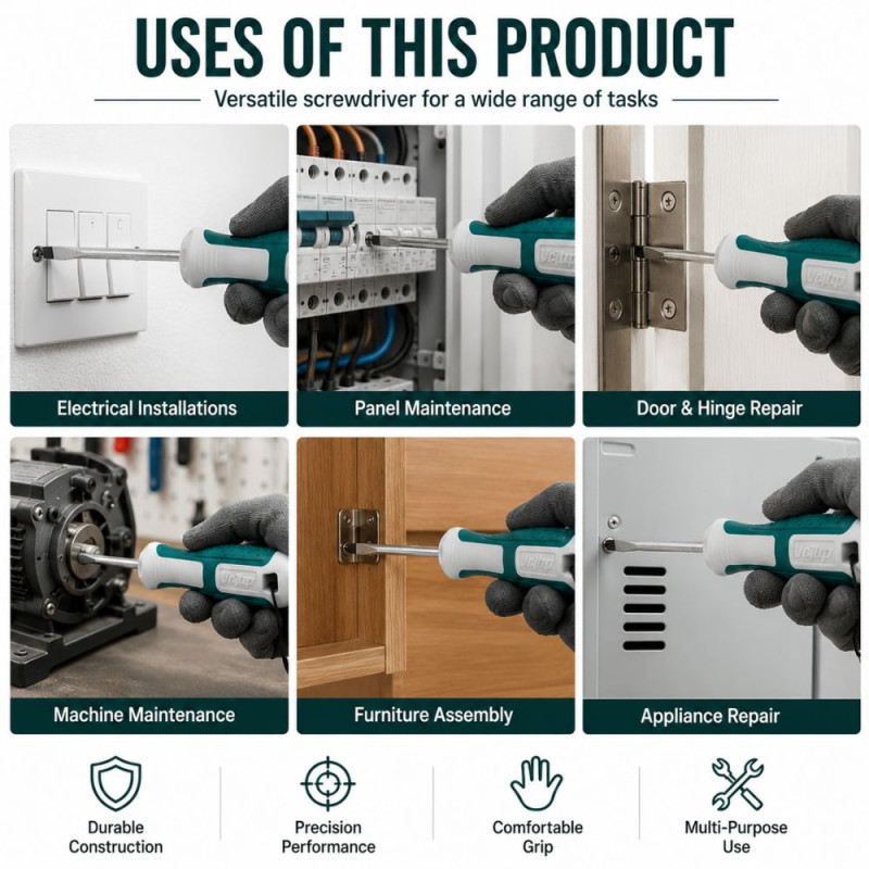 Pro Choice Flat-head Screwdriver Designed for DIY Projects &amp; Professional Work – Teal (W-3.5, L-25 CM)