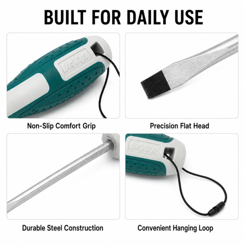 Pro Choice Flat-head Screwdriver Designed for DIY Projects &amp; Professional Work – Teal (W-3.5, L-25 CM)