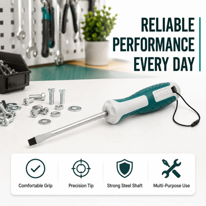 Pro Choice Flat-head Screwdriver Designed for DIY Projects &amp; Professional Work – Teal (W-3.5, L-25 CM)