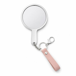 Professional Portable Mini Mirror Keychain – Metal Frame with Pink Strap (14cm) Professional Portable Mini Mirror Keychain – Metal Frame with Pink Strap (14cm)