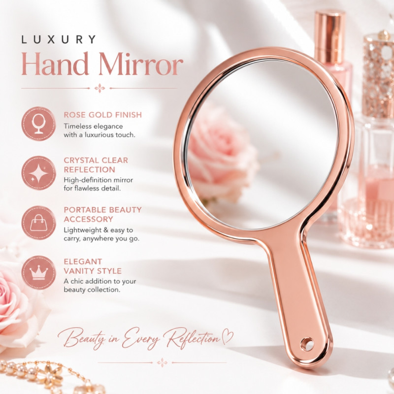 Elegant Decorative Mirror – Rose Gold Frameless Design (15.5 x 9cm)