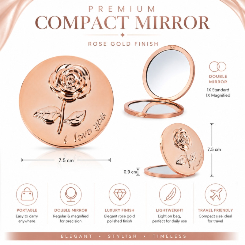 Elegant Decorative Mirror – Rose Gold Frameless Design (7.5cm)