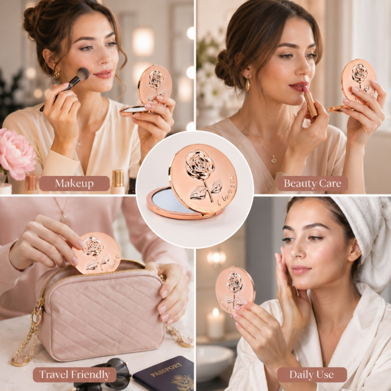 Elegant Decorative Mirror – Rose Gold Frameless Design (7.5cm)