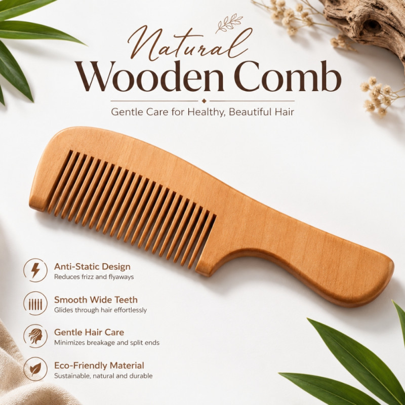Professional Hair Styling Tool – Wooden Ionic Technology (17.5 x 5cm)