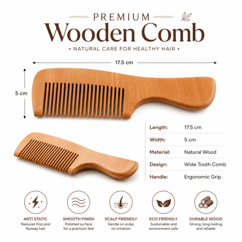 Professional Hair Styling Tool – Wooden Ionic Technology (17.5 x 5cm)