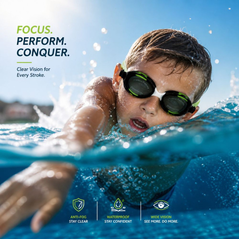 Professional Conquest Aqua & Blue Swimming Goggles – Anti-Fog & UV Protection Set (16cm)