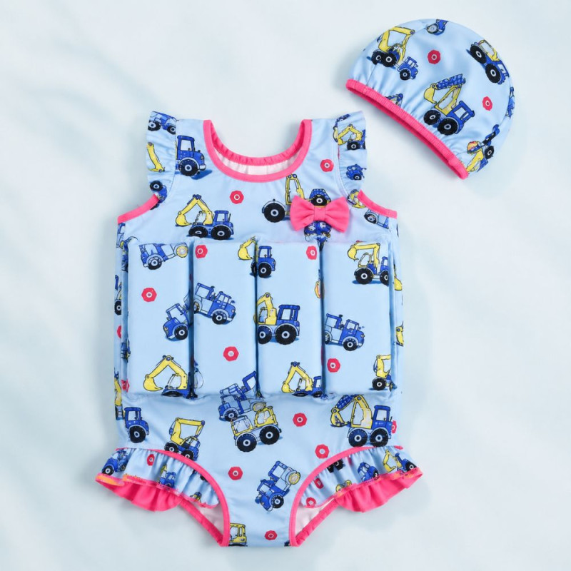 Construction Print Kids Swimsuit - Blue (3T)