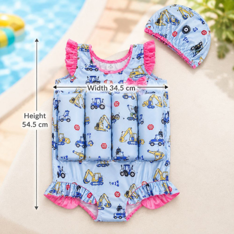 Construction Print Kids Swimsuit - Blue (3T)