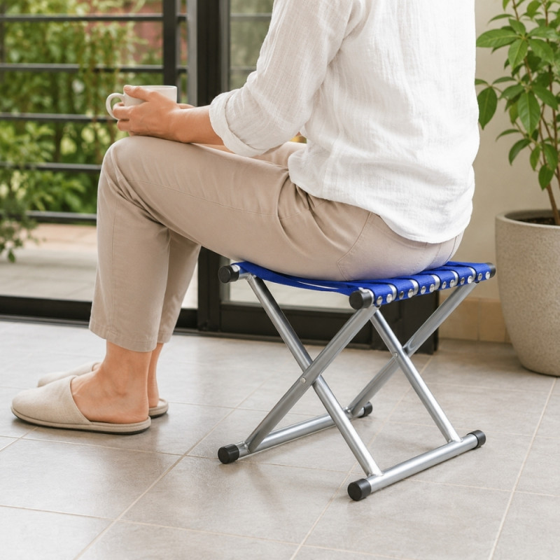 Sky Blue Folding Chair Designed for Comfort &amp; Outdoor Adventures – Blue (H-32, W-24, L-31 CM)