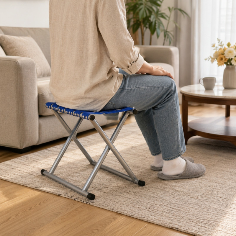 Sky Blue Folding Chair Designed for Comfort &amp; Outdoor Adventures – Blue (H-32, W-24, L-31 CM)