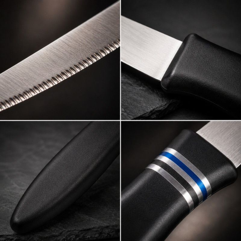 Hyperbole Tramontina Cor &amp; Cor steak knife set with black polypropylene handles – Silver &amp; Black (12 PCS)