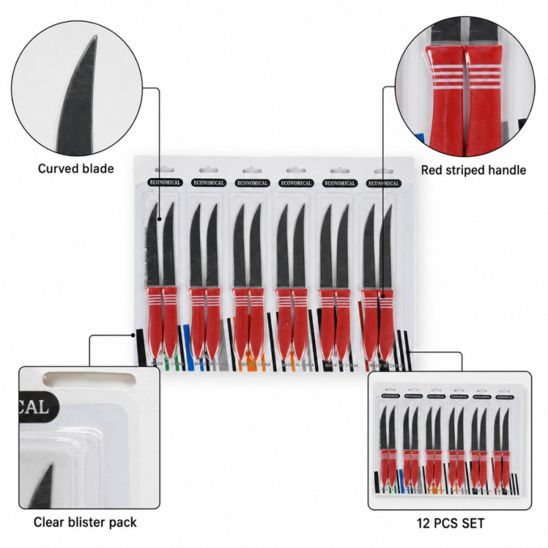 Stainless Steel Knife Set - 12pcs