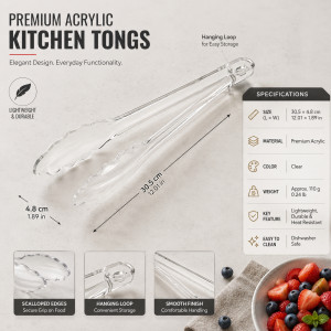 Trusted Choice Food Clip Designed for Everyday Cooking & Kitchen Excellence – Transparent (H-30.5, W-4.8 CM, L-12.01 IN)
