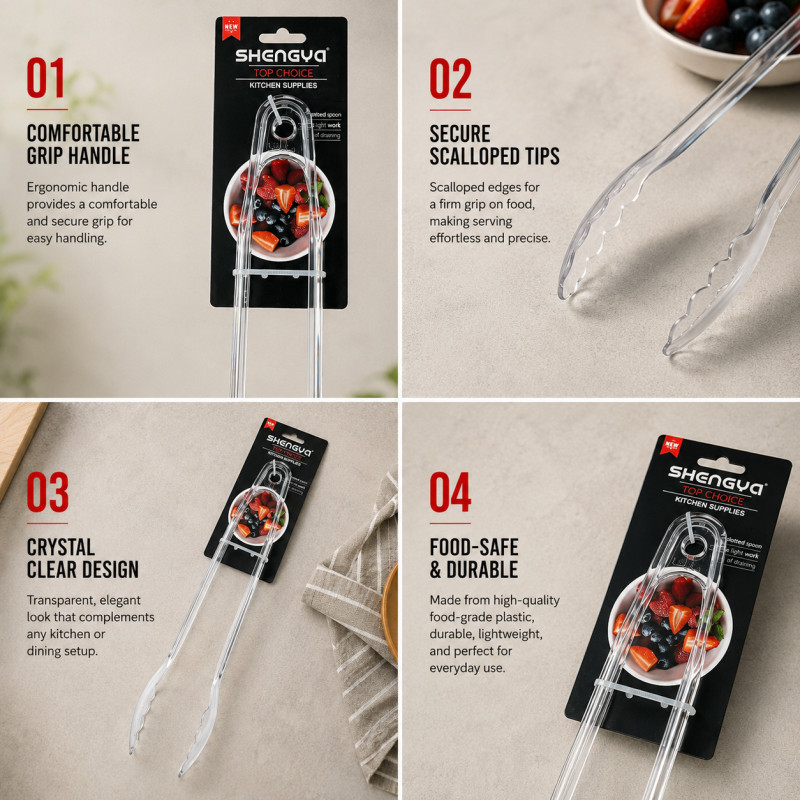 Trusted Choice Food Clip Designed for Everyday Cooking & Kitchen Excellence – Transparent (H-30.5, W-4.8 CM, L-12.01 IN)