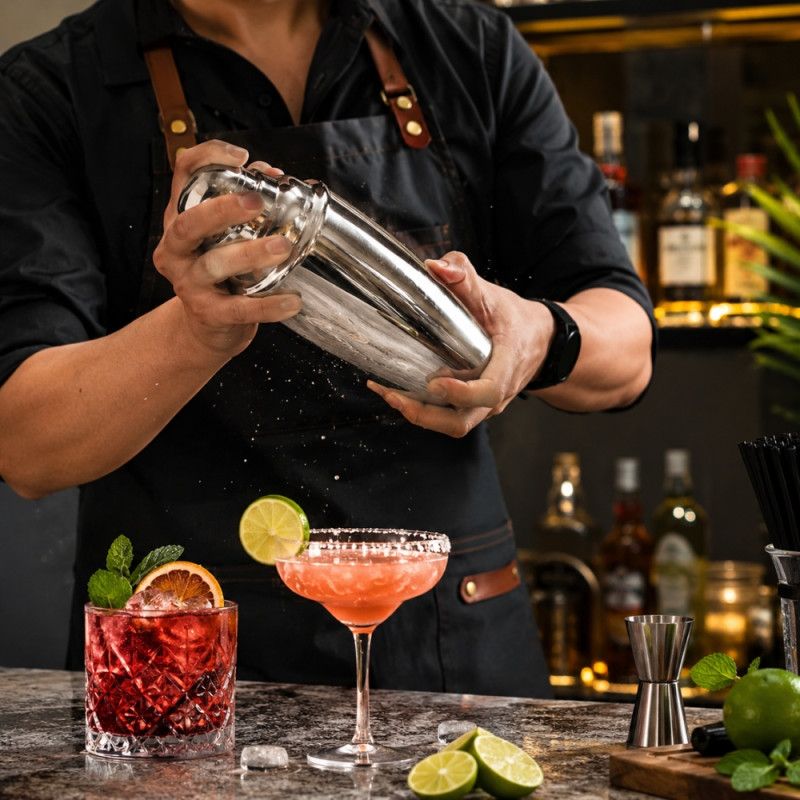 Community-Centric 750cc professional stainless steel cocktail shaker featuring a leak-resistant lid for spill-free mixing – Silver (20.5 x 8cm)
