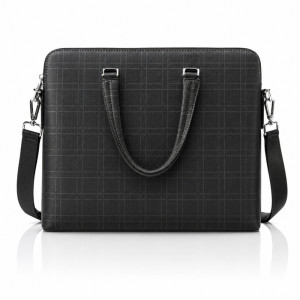 Men's Executive Grid-Patterned Leather Briefcase – Professional Black (38cm) Men's Executive Grid-Patterned Leather Briefcase – Professional Black (38cm)