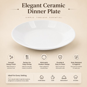 Premium Dinnerware Plate Set – White Elegant Design (18cm)