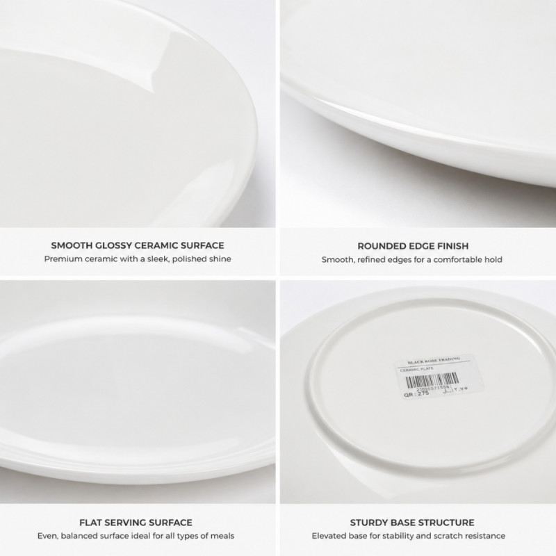 Premium Dinnerware Plate Set – White Elegant Design (18cm)