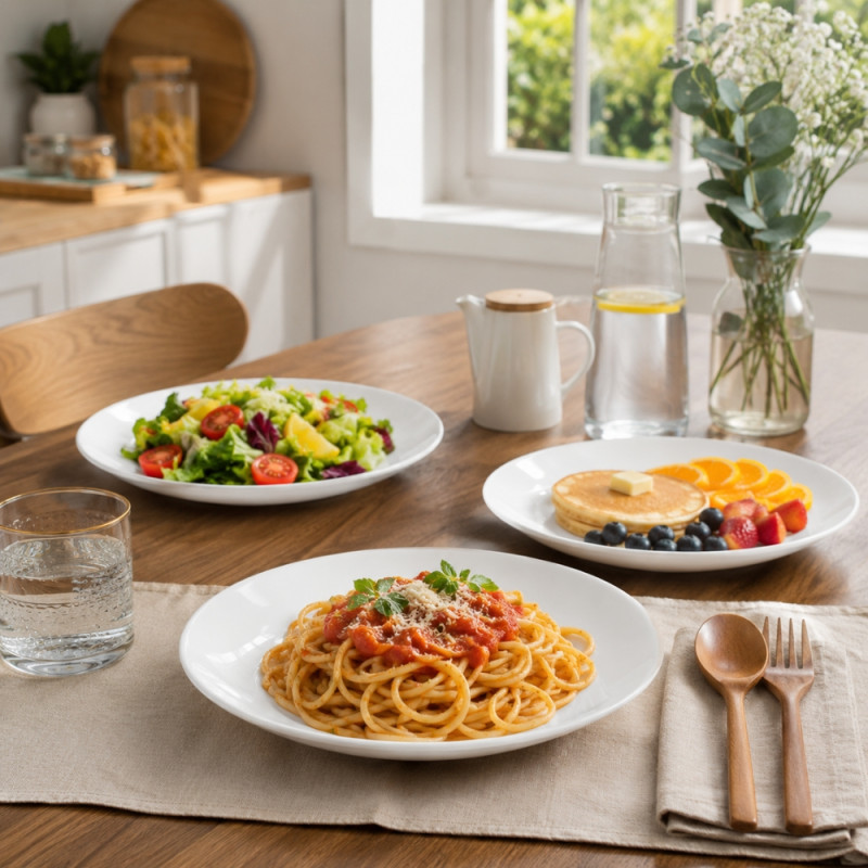 Premium Dinnerware Plate Set – White Elegant Design (18cm)