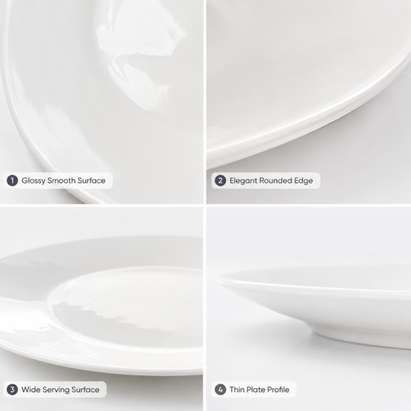 Premium Dinnerware Plate Set – White Elegant Design (25.5cm)