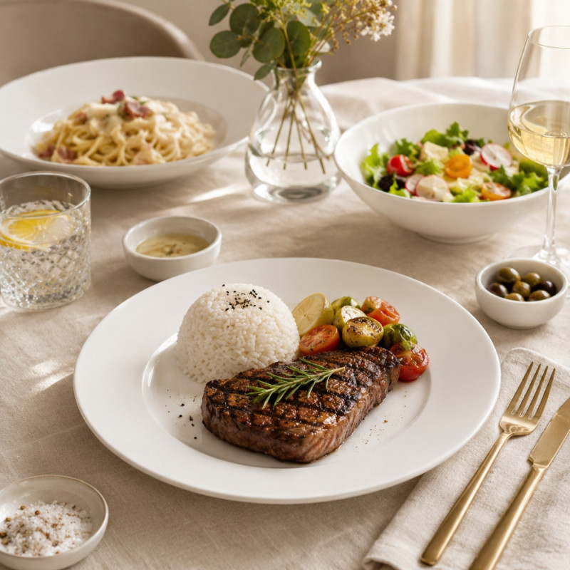 Premium Dinnerware Plate Set – White Elegant Design (25.5cm)
