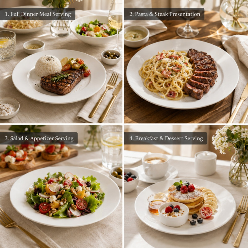 Premium Dinnerware Plate Set – White Elegant Design (25.5cm)