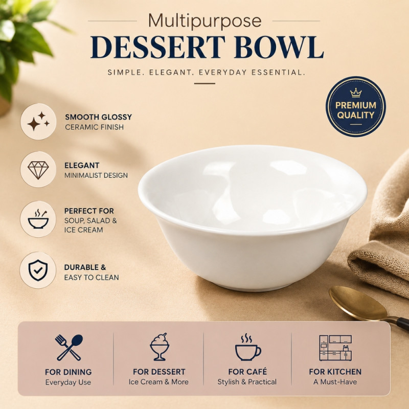 Elegant Ceramic Kitchenware – White Premium Glaze (12cm)