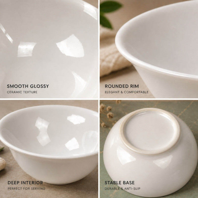 Elegant Ceramic Kitchenware – White Premium Glaze (12cm)