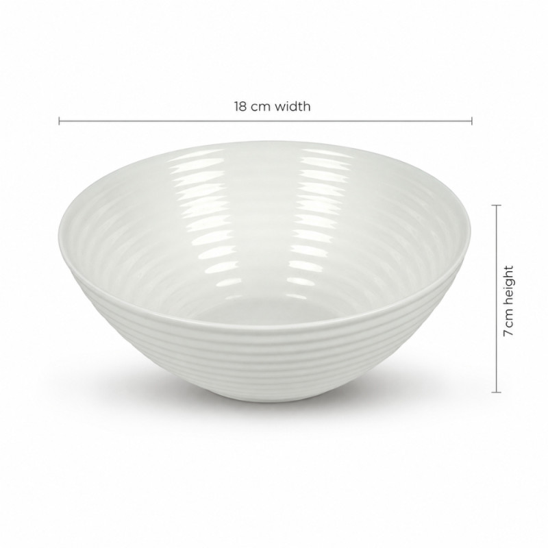 White Ribbed Ceramic Bowl