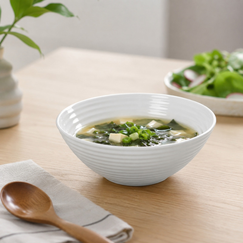 White Ribbed Ceramic Bowl