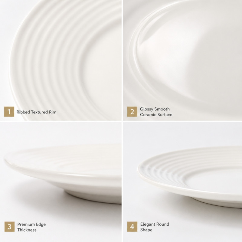 Premium Dinnerware Plate Set – White Elegant Design (19cm)