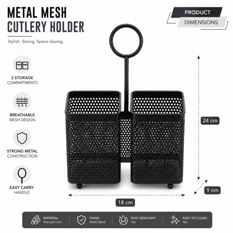 Stainless Steel Cutlery Set – Black Mirror Polish (24 x 18 x 9cm)